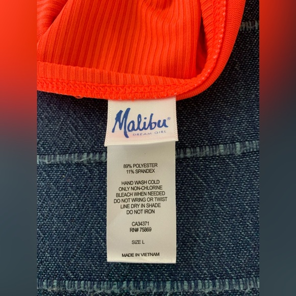 NWT Malibu Dream Girl Bright Orange Florescent Bikini Brief Woman’s size Large - Picture 4 of 5